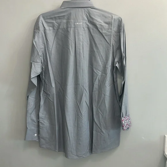 NWT ARIAT WF Solid Pinpoint Oxford LS Men’s Shirt (Harbor Mist) - Picture 10 of 10